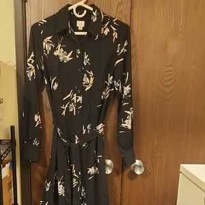 a new day Black Floral Button-Down Dress